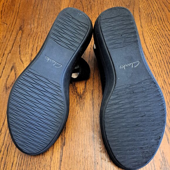 Clarks Black Reedly Salene Jump Wedge Sandal Size 7 - Picture 6 of 11